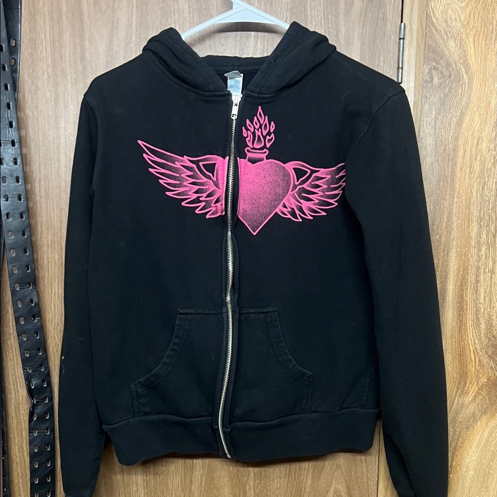 Black Kids Jacket with Pink Heart Design